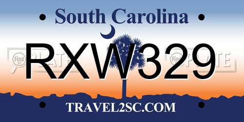 RXW329 South Carolina License Plate