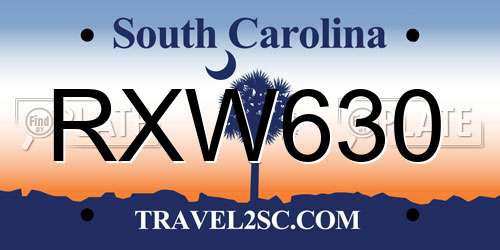 RXW630 South Carolina License Plate
