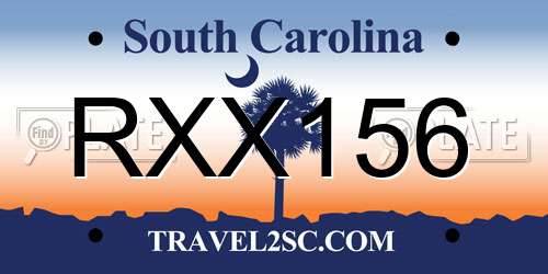 RXX156 South Carolina License Plate