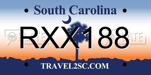 RXX188 South Carolina License Plate