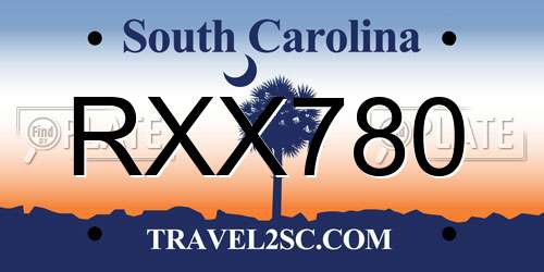 RXX780 South Carolina License Plate