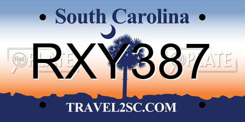 RXY387 South Carolina License Plate