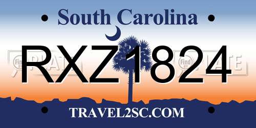 RXZ1824 South Carolina License Plate