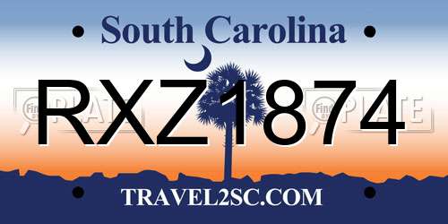 RXZ1874 South Carolina License Plate