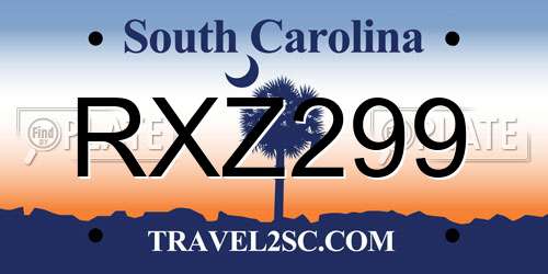 RXZ299 South Carolina License Plate