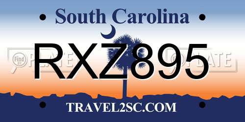 RXZ895 South Carolina License Plate