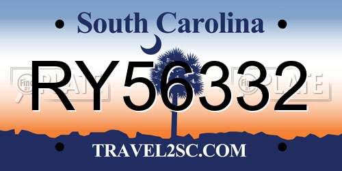 RY56332 South Carolina License Plate