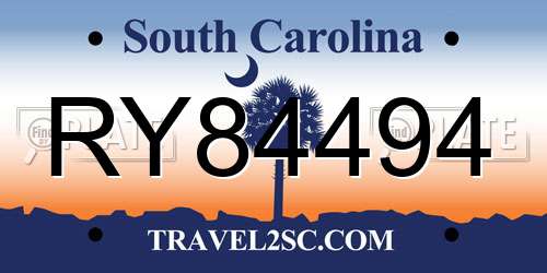 RY84494 South Carolina License Plate