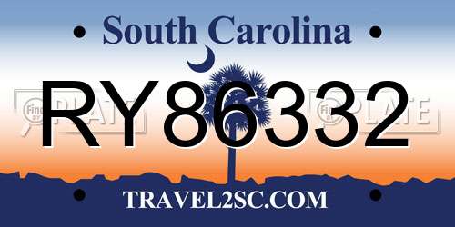 RY86332 South Carolina License Plate