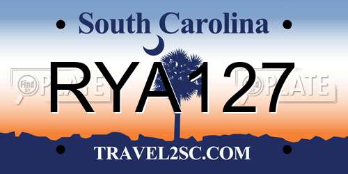 RYA127 South Carolina License Plate
