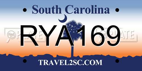 RYA169 South Carolina License Plate