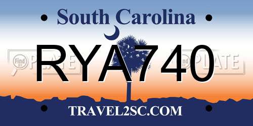 RYA740 South Carolina License Plate