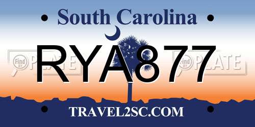 RYA877 South Carolina License Plate