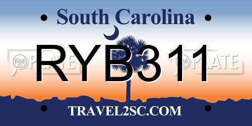 RYB311 South Carolina License Plate