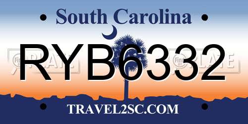 RYB6332 South Carolina License Plate