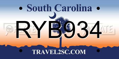 RYB934 South Carolina License Plate