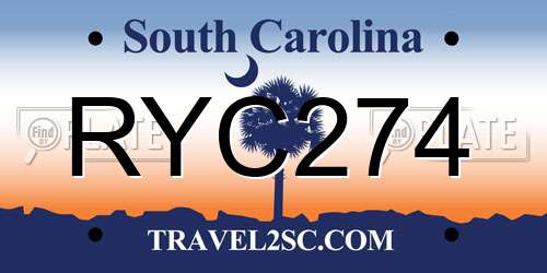 RYC274 South Carolina License Plate