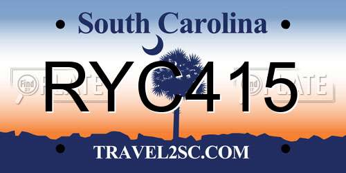 RYC415 South Carolina License Plate