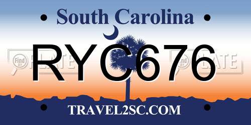 RYC676 South Carolina License Plate