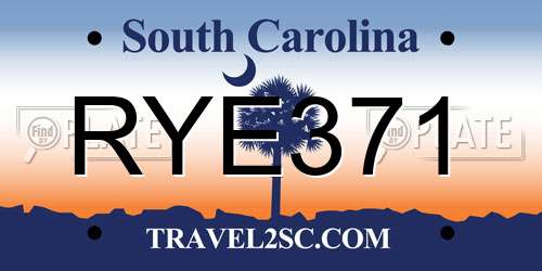 RYE371 South Carolina License Plate