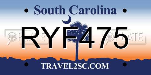 RYF475 South Carolina License Plate
