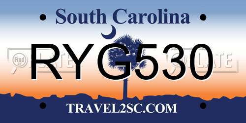 RYG530 South Carolina License Plate