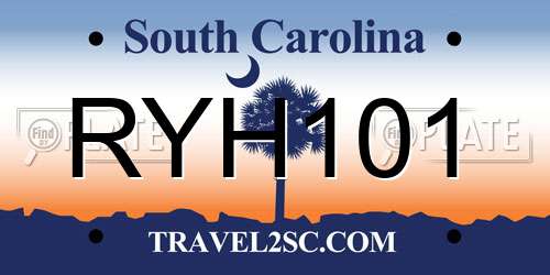 RYH101 South Carolina License Plate