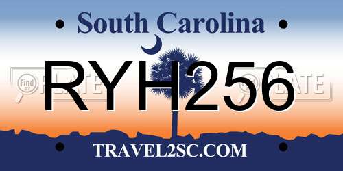 RYH256 South Carolina License Plate