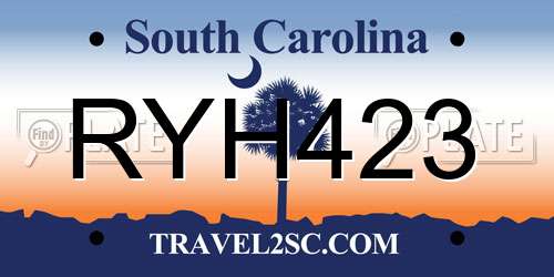 RYH423 South Carolina License Plate
