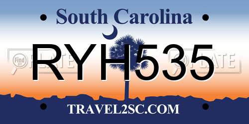 RYH535 South Carolina License Plate