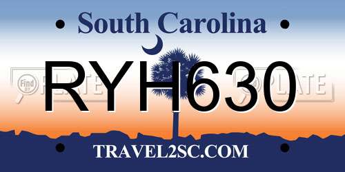 RYH630 South Carolina License Plate