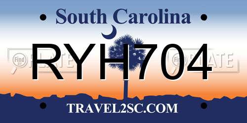 RYH704 South Carolina License Plate