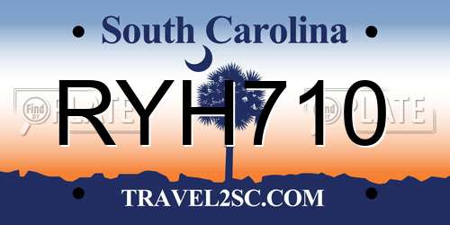 RYH710 South Carolina License Plate