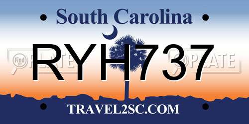 RYH737 South Carolina License Plate
