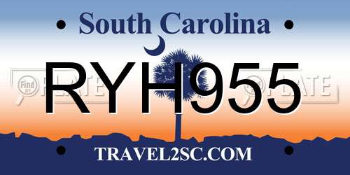 RYH955 South Carolina License Plate