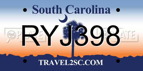 RYJ398 South Carolina License Plate