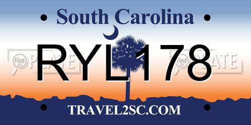 RYL178 South Carolina License Plate