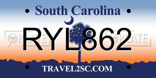 RYL862 South Carolina License Plate