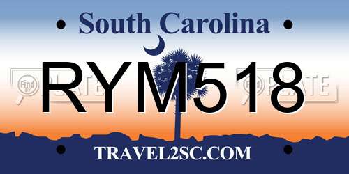 RYM518 South Carolina License Plate