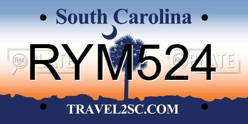 RYM524 South Carolina License Plate