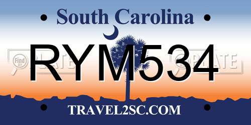 RYM534 South Carolina License Plate