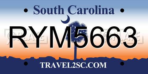 RYM5663 South Carolina License Plate