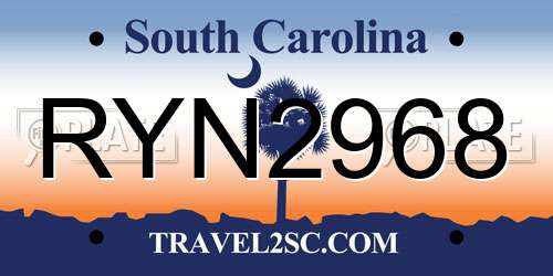 RYN2968 South Carolina License Plate