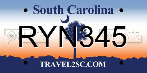 RYN345 South Carolina License Plate