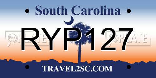 RYP127 South Carolina License Plate