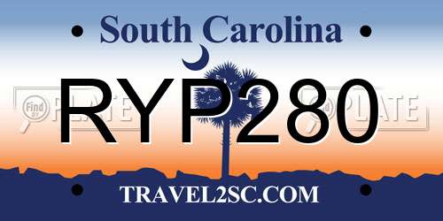 RYP280 South Carolina License Plate