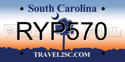 RYP570 South Carolina License Plate