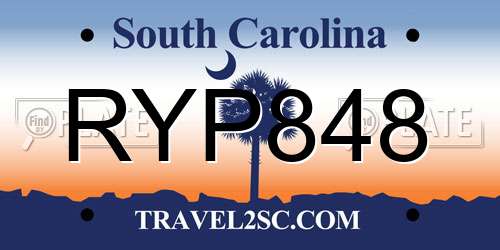 RYP848 South Carolina License Plate