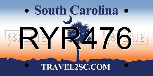 RYR476 South Carolina License Plate