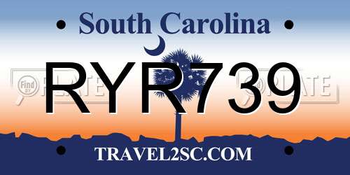 RYR739 South Carolina License Plate